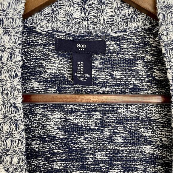Gap Blue White Striped Ombré Heather Knit Open Sweater Cardigan M - Picture 7 of 9